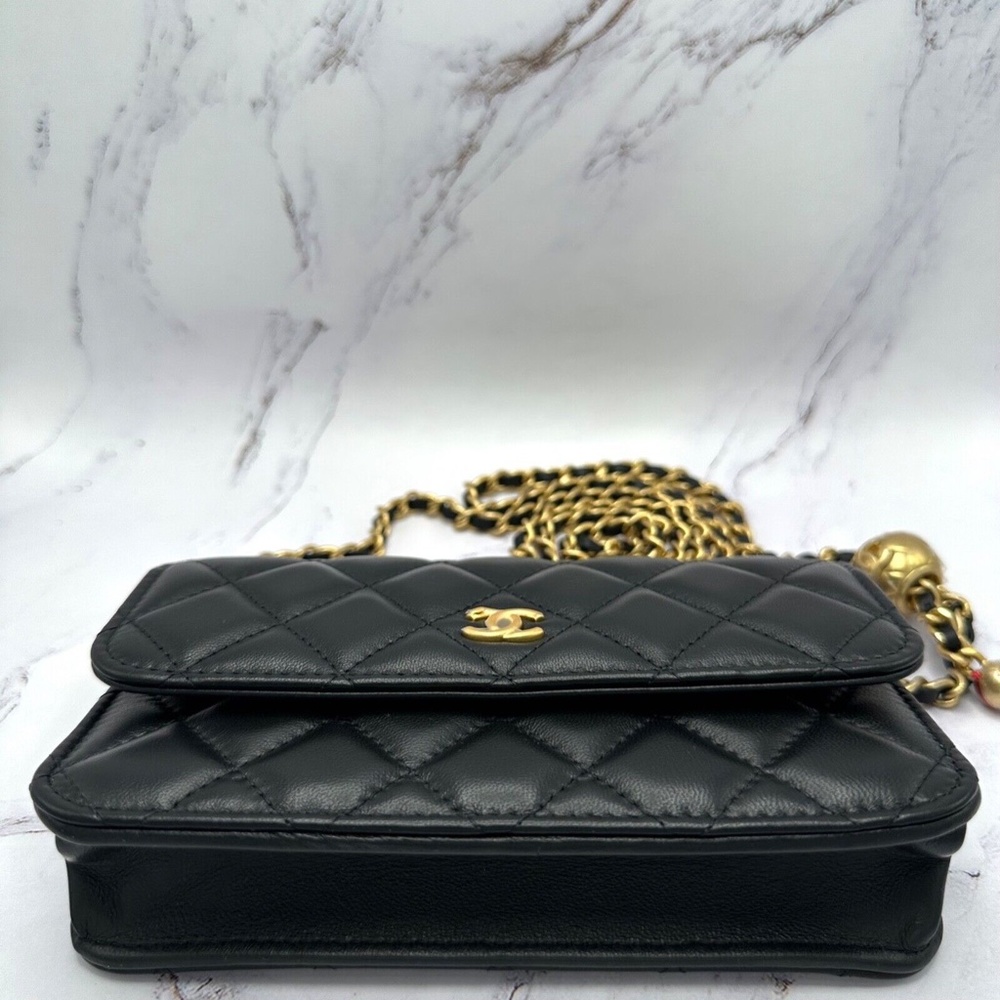 ❌❌ SOLD Chanel 23C Black Pearl Crush Gold Chain Adjustable Crossbody Handbag Bag - Picture 13 of 16